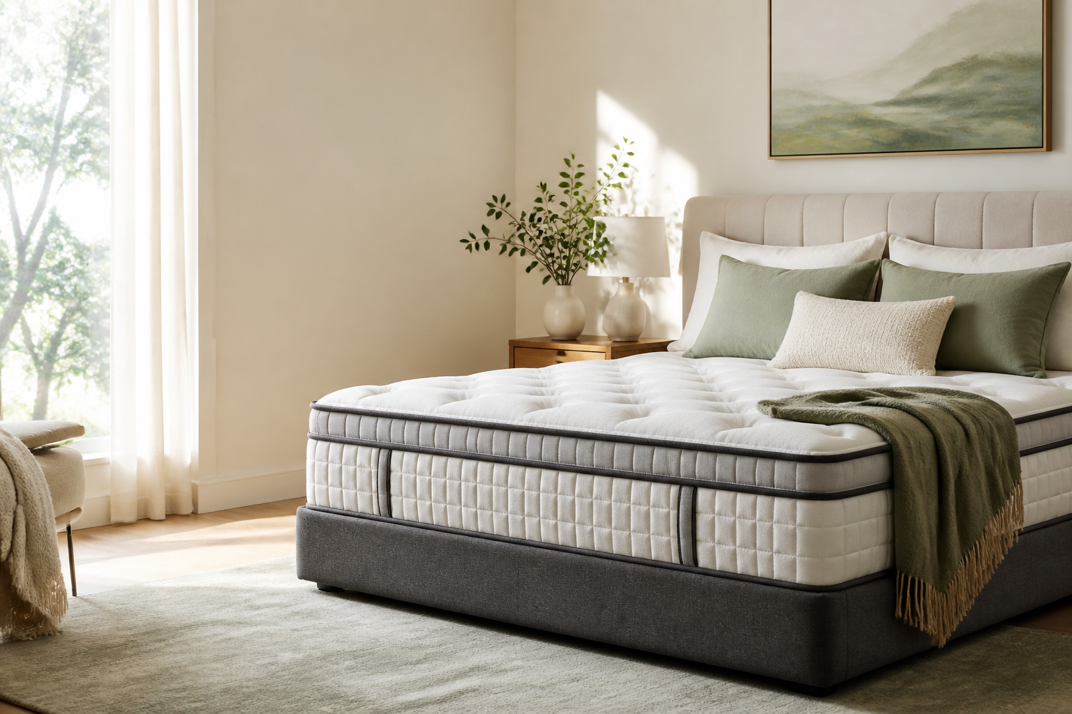 Modern bedroom with a high-quality mattress